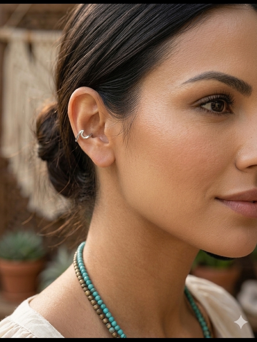 Plunder Silver Wave Ear Cuff - Silver